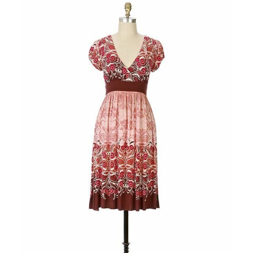 Anthropologie Ric Rac Wine Blossom Dress